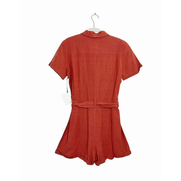 KanCan Women's Kenya Linen Blend Short Jumpsuit in Rust - Sz XS - NWT - Picture 4 of 10